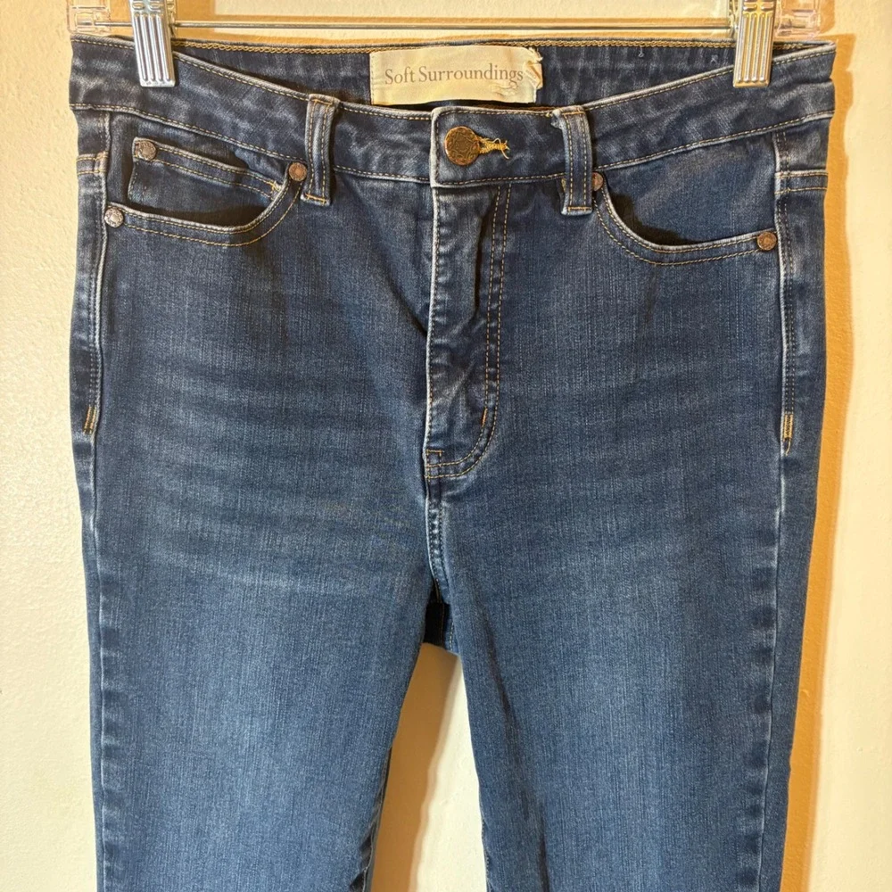 Soft Surroundings‎ Asymmetric Raw Hem Ankle Distressed Jeans Size 4